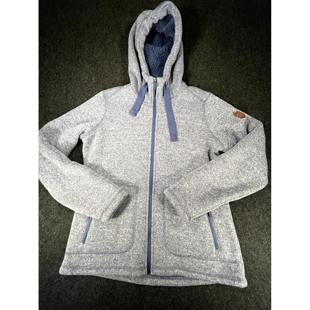 Free Country Mountain Fleece Jacket Womens Medium Blue Lined Hooded Full Zip